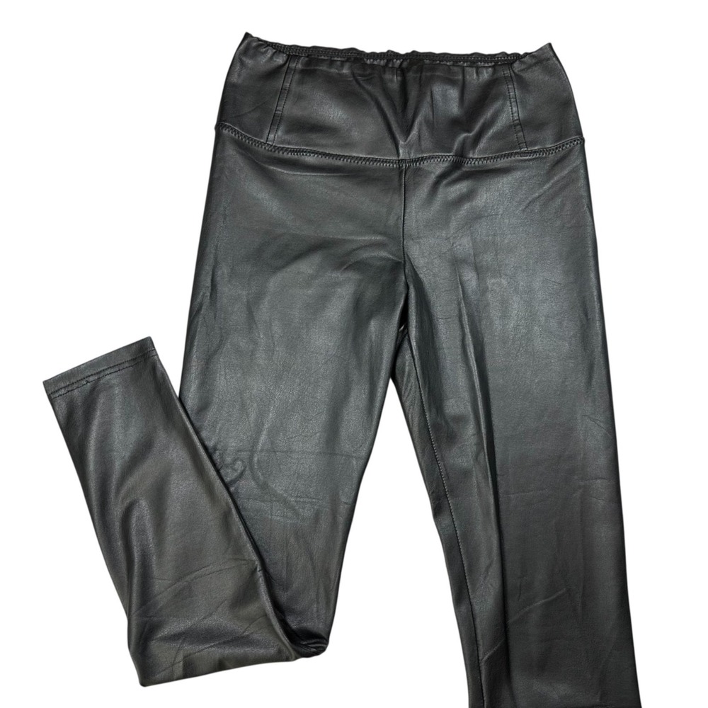 BP Vegan Leather Leggings High-Rise Ankle Length Solid Black Women's Size Small - Picture 2 of 11